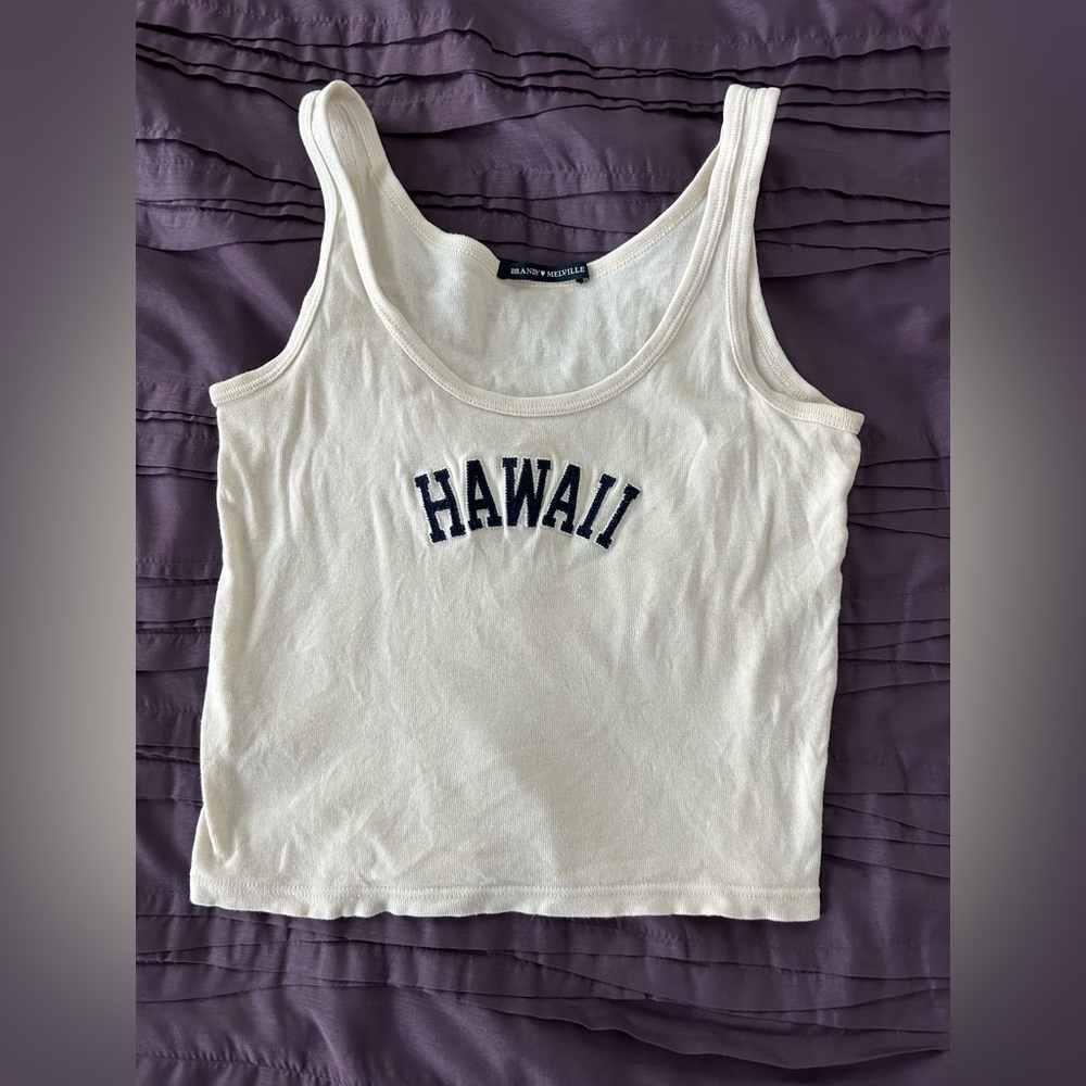 Brandy Melville Cream Hawaii Tank Top, One Size